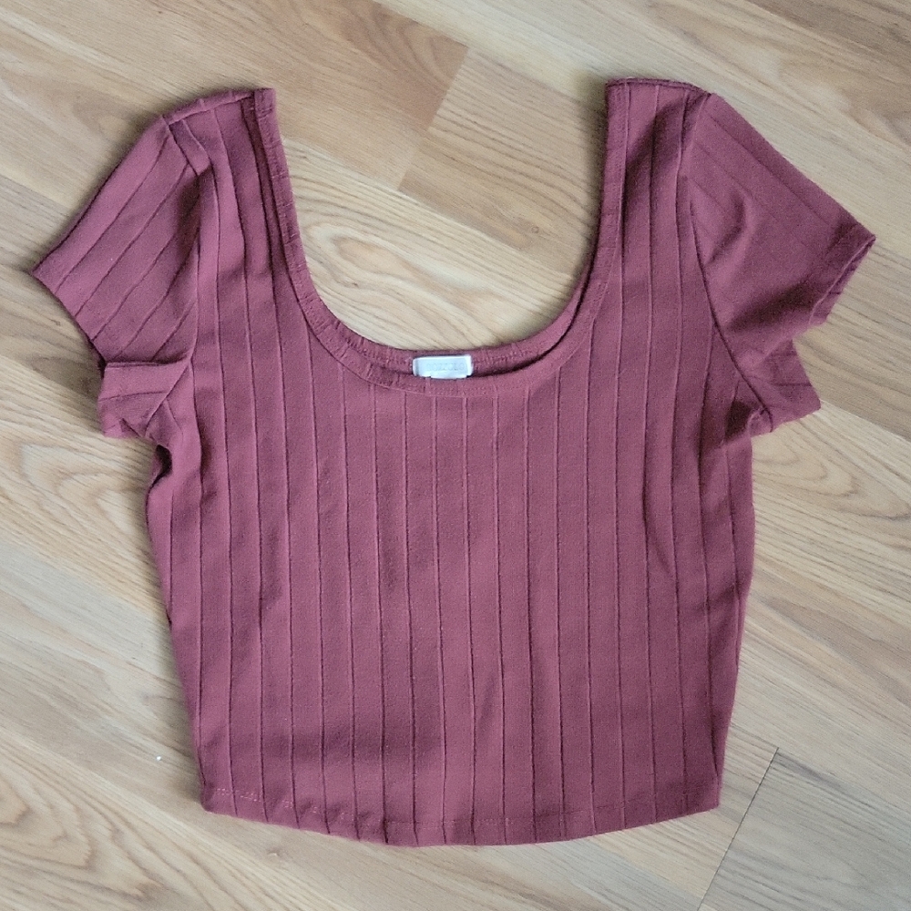 Bozzolo Ribbed Scoop Crop Top - Mauve